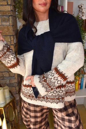 Nora Knit Shawl Navy